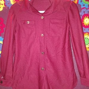 vintage Maroon button up. Missing button on right pocket.